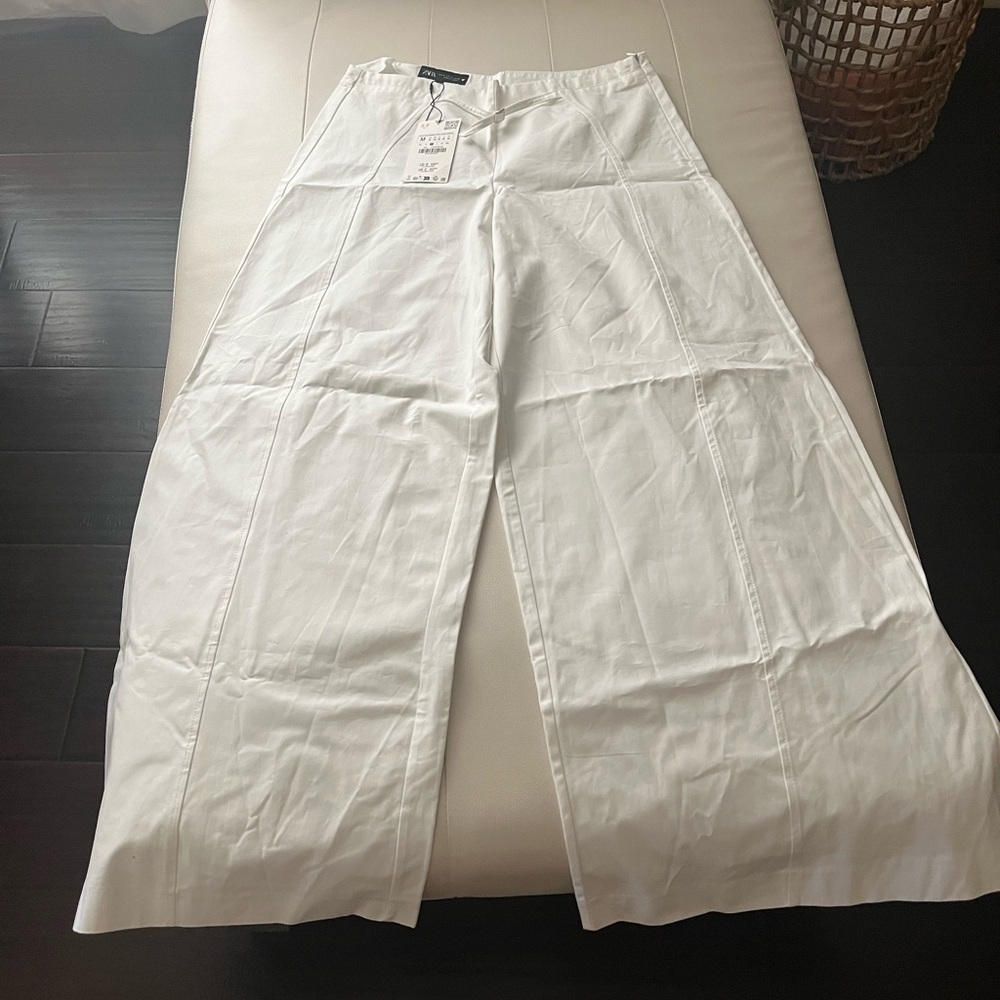 NWT Zara white wide leg trousers